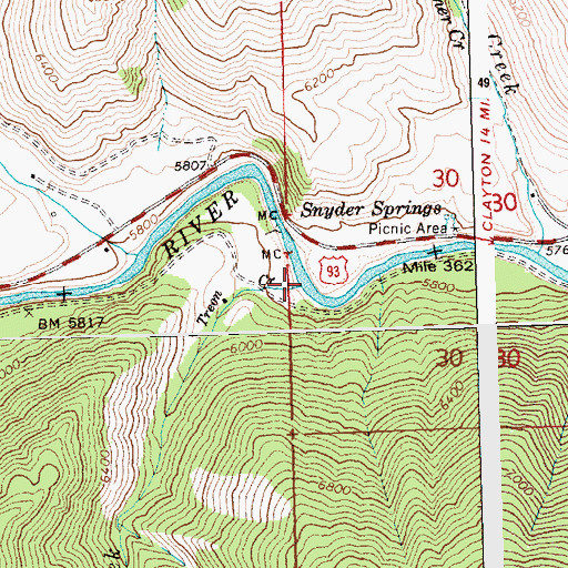 Topographic Map of Treon Creek, ID