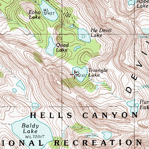 Topographic Map of Triangle Lake, ID