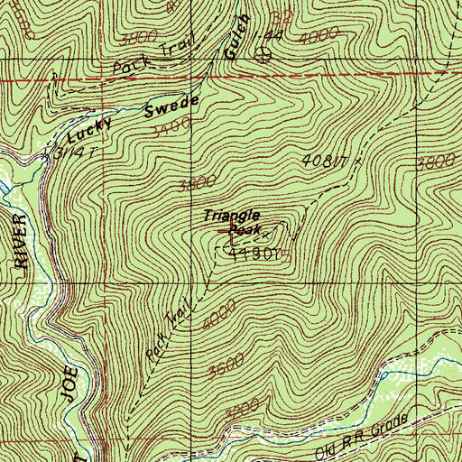 Topographic Map of Triangle Peak, ID