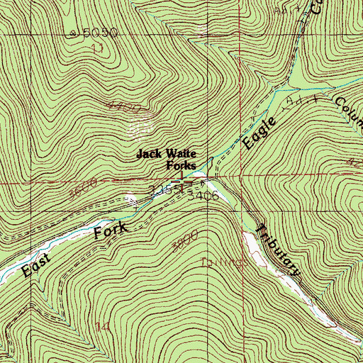 Topographic Map of Tributary Creek, ID