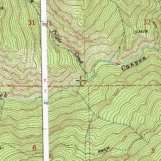 Topographic Map of Triple Creek, ID