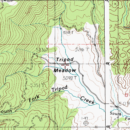 Topographic Map of Tripod Meadow, ID