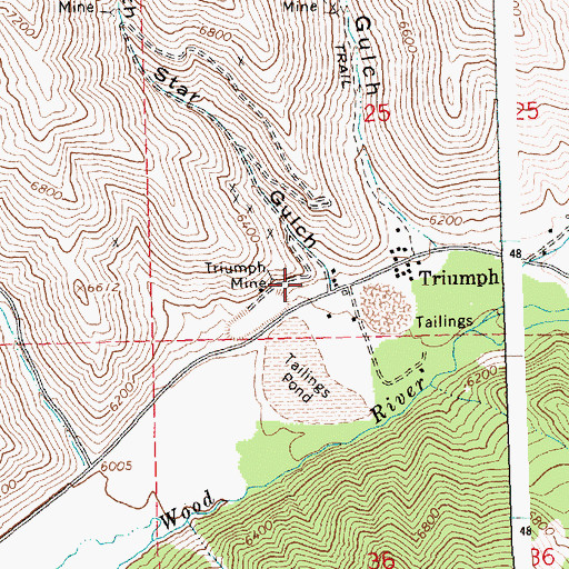 Topographic Map of Triumph Mine, ID