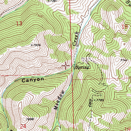Topographic Map of Trouble Canyon, ID