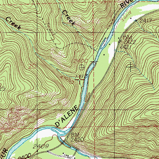Topographic Map of Trouble Creek, ID