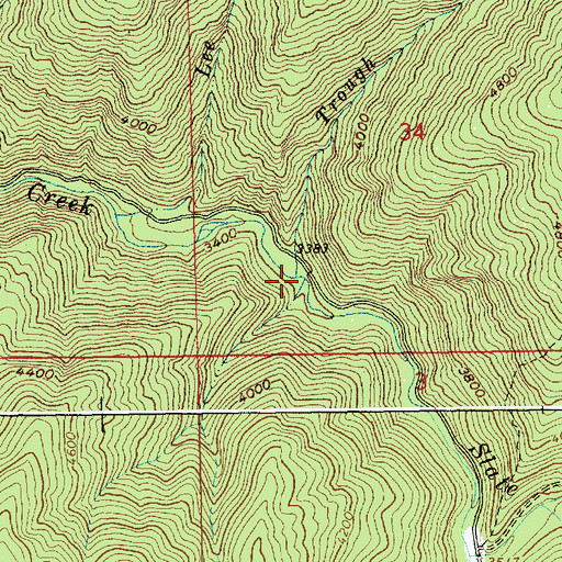 Topographic Map of Trough Creek, ID