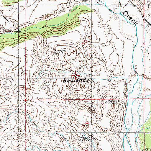 Topographic Map of Badlands, AZ