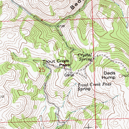 Topographic Map of Trout Creek Pass, ID