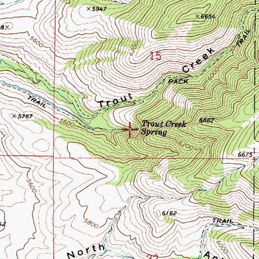 Topographic Map of Trout Creek Spring, ID