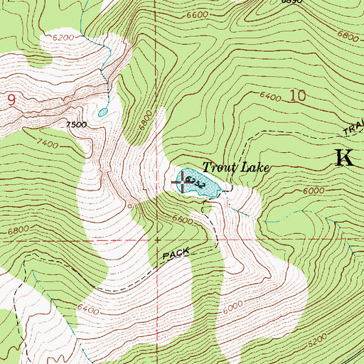 Topographic Map of Trout Lake, ID