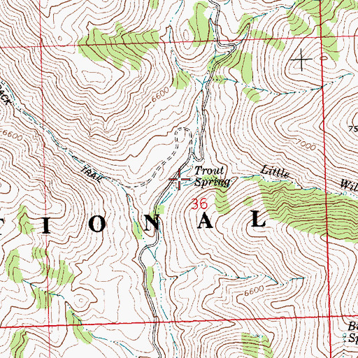 Topographic Map of Trout Spring, ID