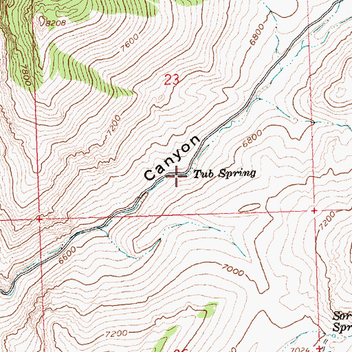 Topographic Map of Tub Spring, ID