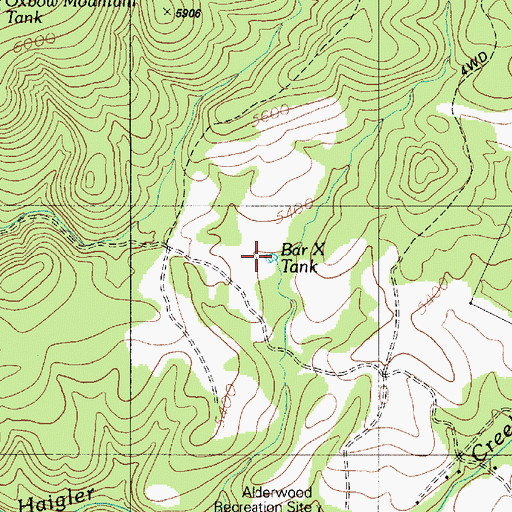 Topographic Map of Bar X Tank, AZ