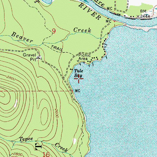Topographic Map of Tule Bay, ID