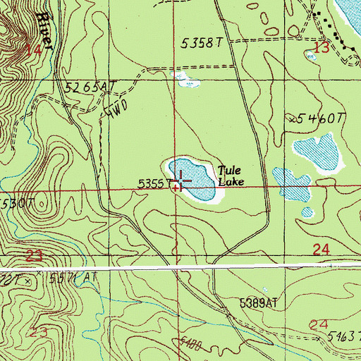 Topographic Map of Tule Lake, ID