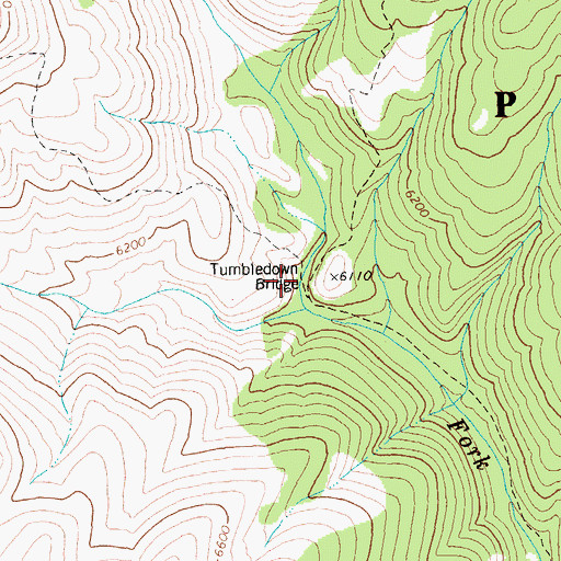 Topographic Map of Tumbledown Bridge, ID
