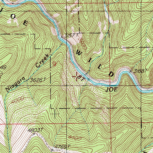 Topographic Map of Tumbledown Creek, ID