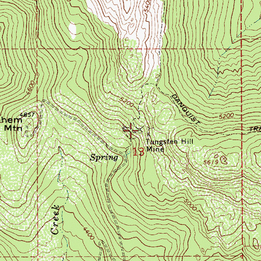 Topographic Map of Tungsten Hill Mine, ID