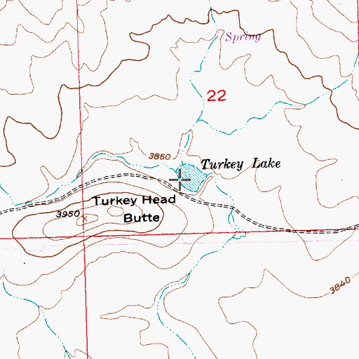 Topographic Map of Turkey Lake, ID