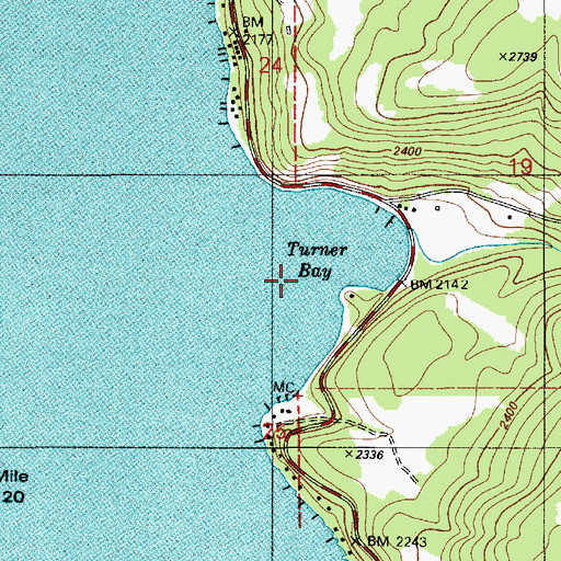 Topographic Map of Turner Bay, ID