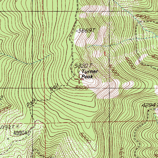 Topographic Map of Turner Peak, ID