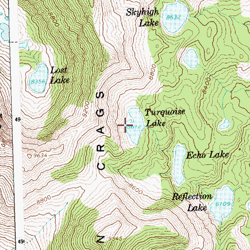 Topographic Map of Turquoise Lake, ID