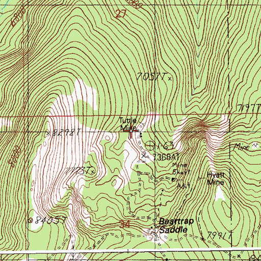 Topographic Map of Tuttle Mine, ID