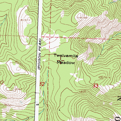 Topographic Map of Twelvemile Meadows, ID