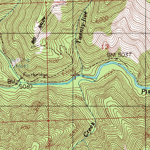 Topographic Map of Twenty-five Creek, ID