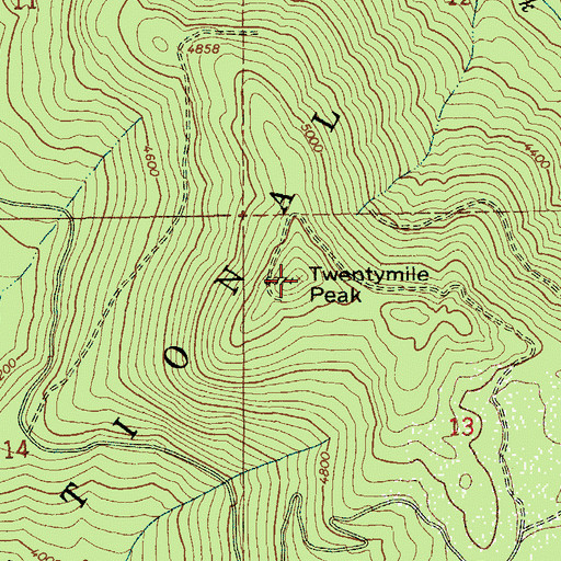 Topographic Map of Twentymile Peak, ID