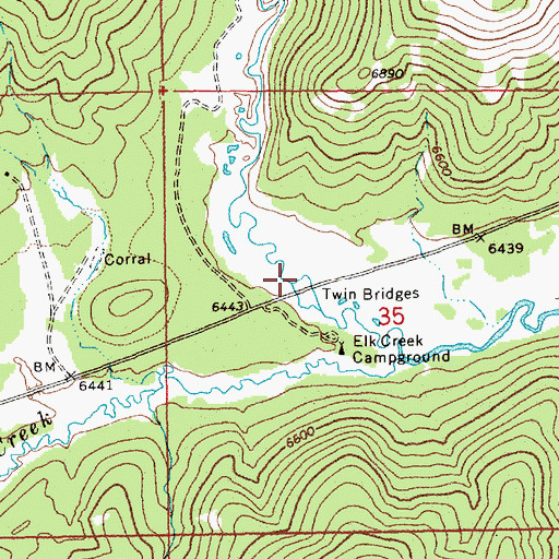 Topographic Map of Twin Bridges, ID