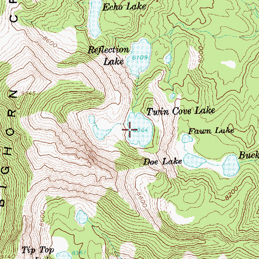 Topographic Map of Twin Cove Lake, ID