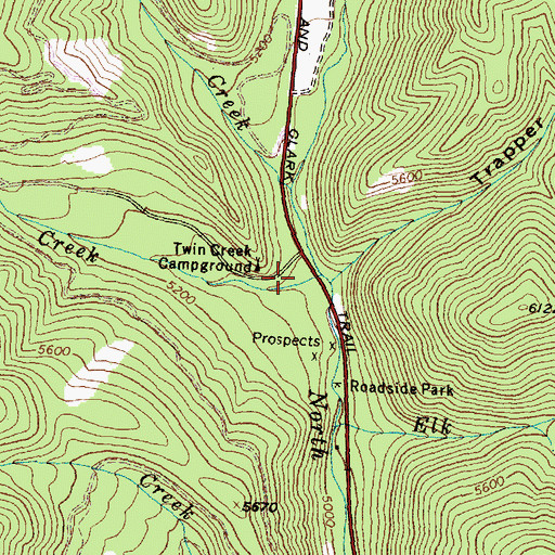 Topographic Map of Twin Creek, ID