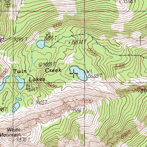Topographic Map of Twin Creek Lakes, ID