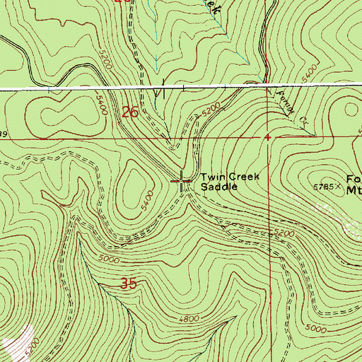 Topographic Map of Twin Creek Saddle, ID