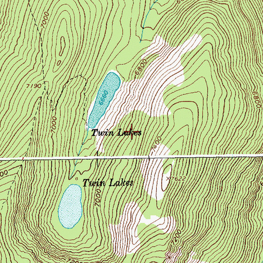 Topographic Map of Twin Lakes, ID