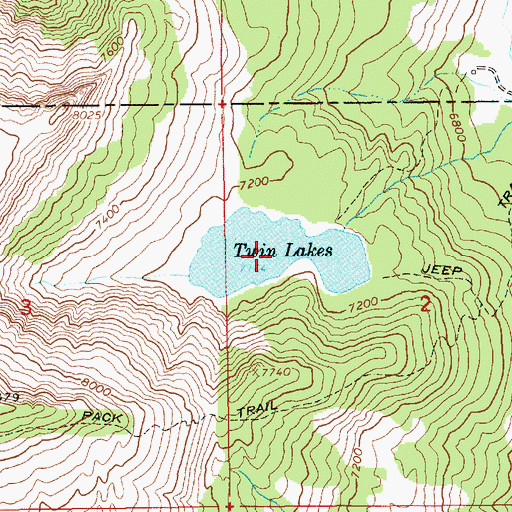 Topographic Map of Twin Lakes, ID