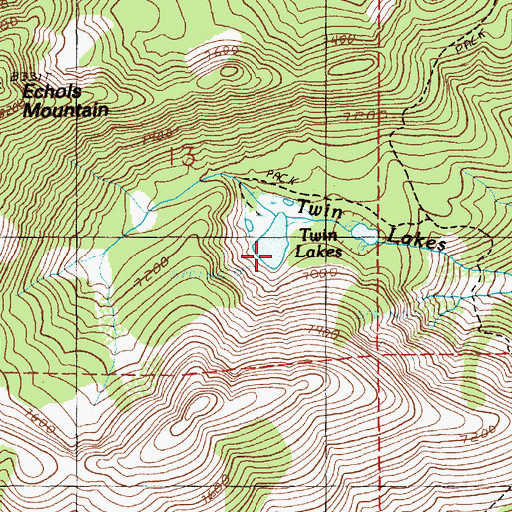 Topographic Map of Twin Lakes, ID