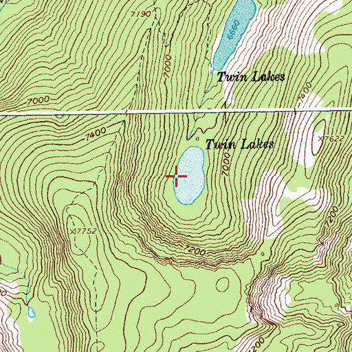 Topographic Map of Twin Lakes, ID