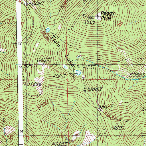 Topographic Map of Twin Lakes, ID