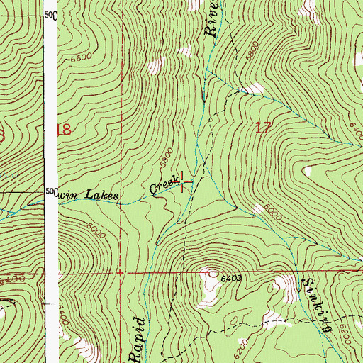 Topographic Map of Twin Lakes Creek, ID