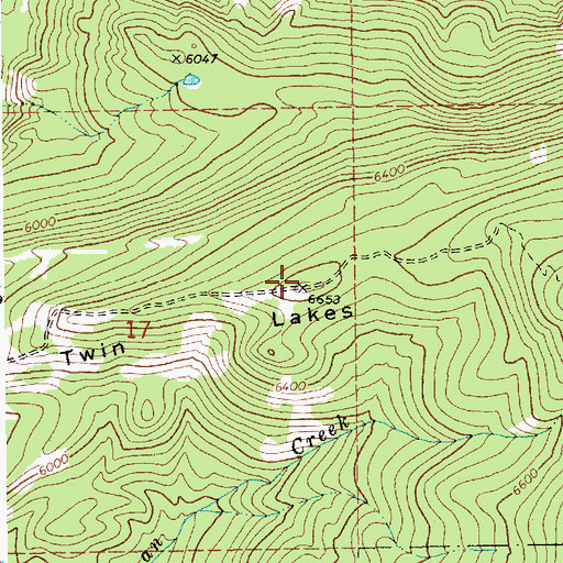 Topographic Map of Twin Lakes Ridge, ID