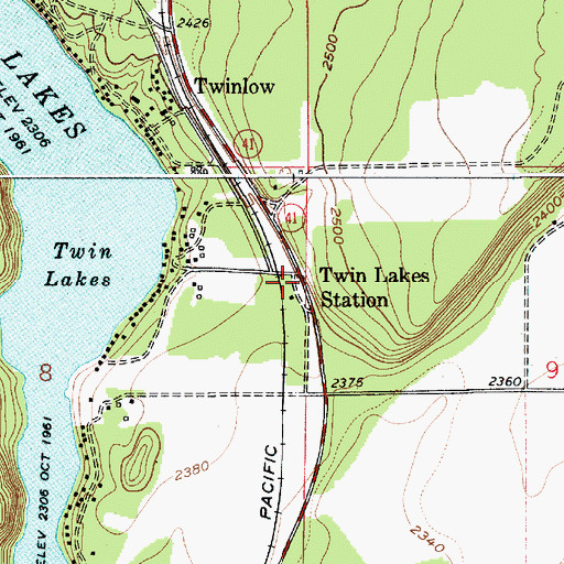 Topographic Map of Twin Lakes Station, ID