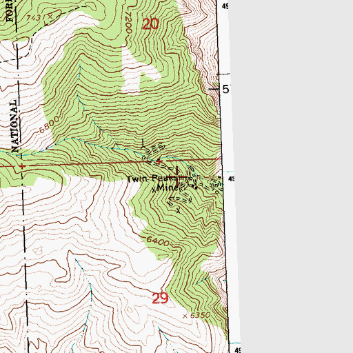 Topographic Map of Twin Peaks Mine, ID
