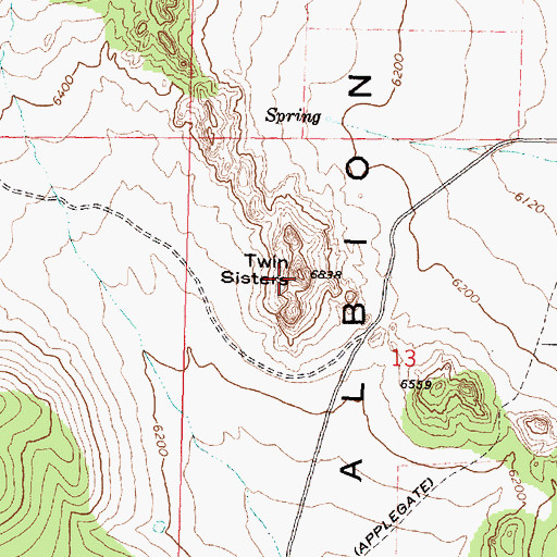 Topographic Map of Twin Sisters, ID