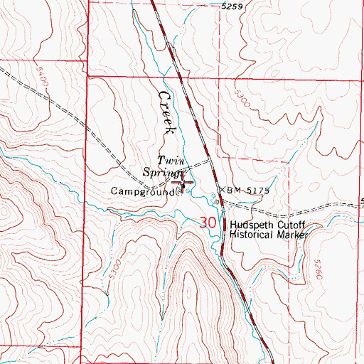 Topographic Map of Twin Springs, ID