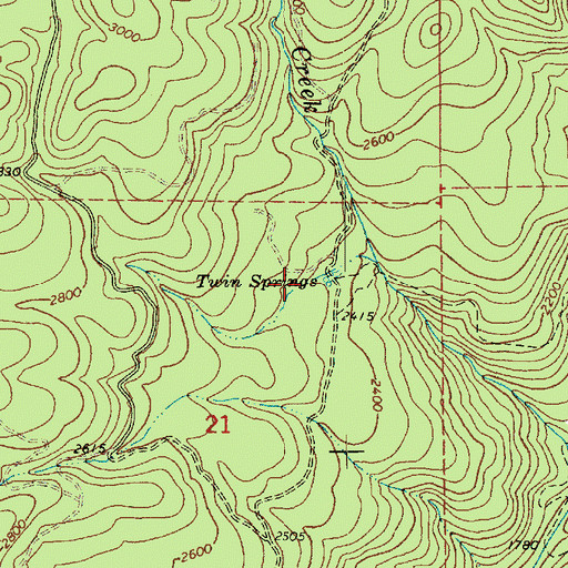 Topographic Map of Twin Springs, ID