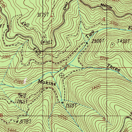 Topographic Map of Two Forks Creek, ID