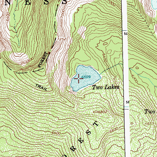 Topographic Map of Two Lakes, ID