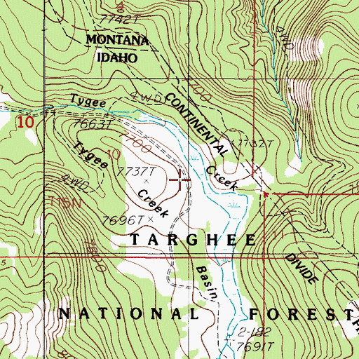 Topographic Map of Tygee Creek Basin, ID